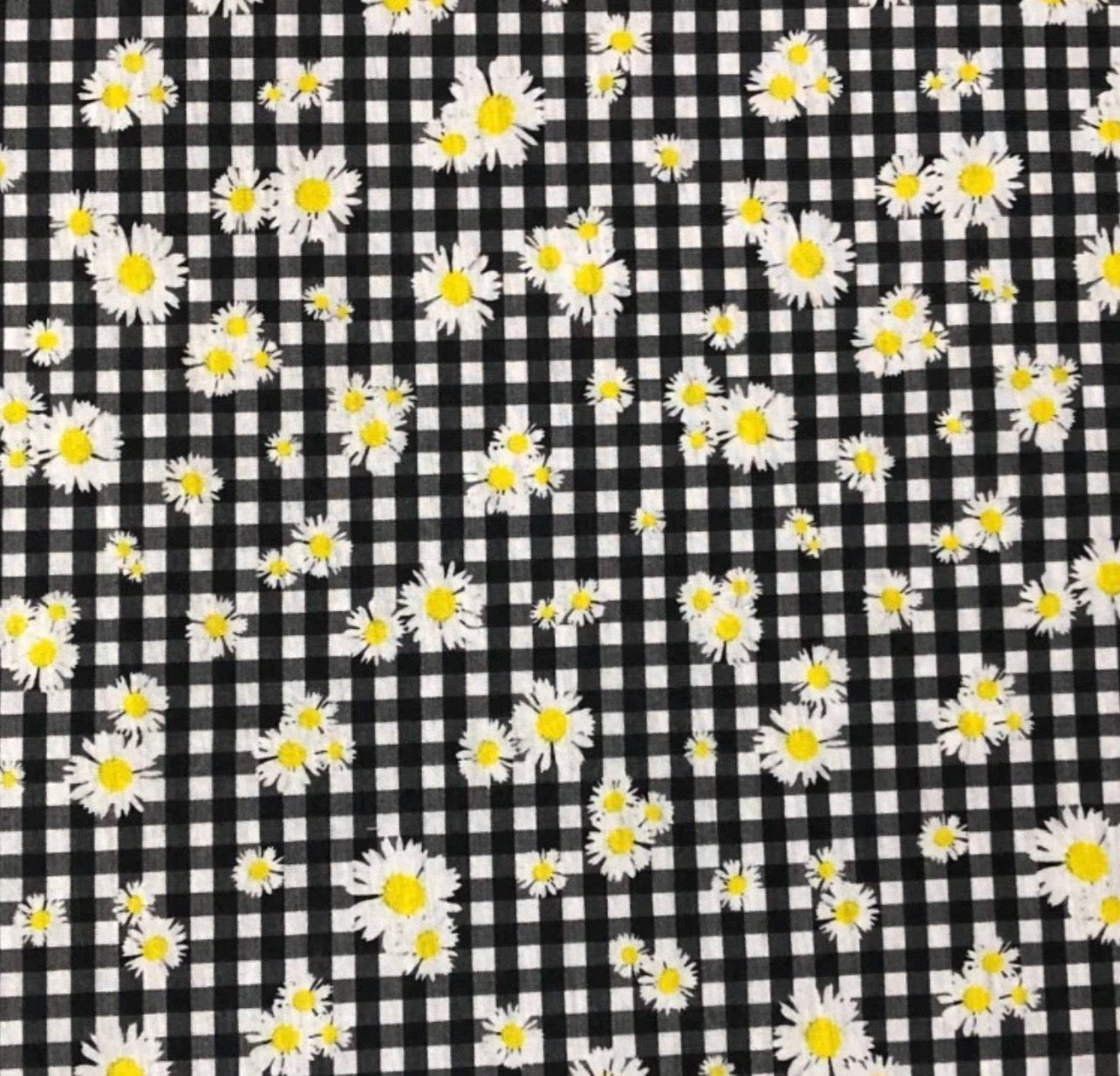 3 Metres Spun Poly Single Jersey Strech Fabric (58 Inches) - Daisy Check Floral Print