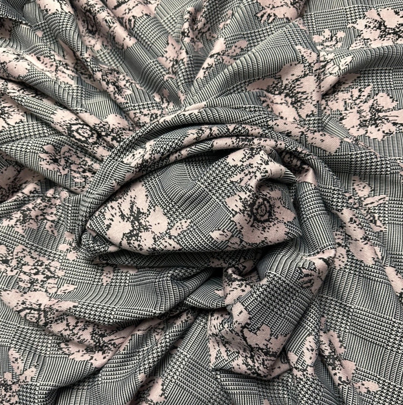 3 Metres Double Knit Jersey Fabric (58 Inches) - Grey Floral Print