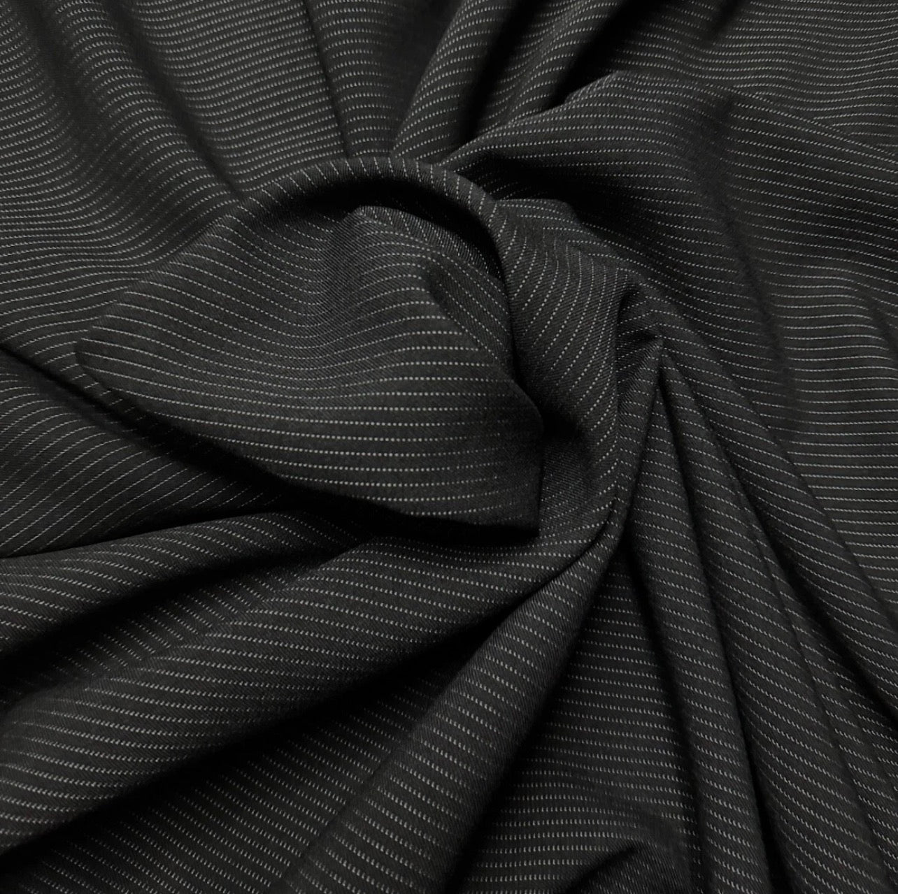 3 Metres Woven Twill Fabric (58 Inches) - Black Pinstripe