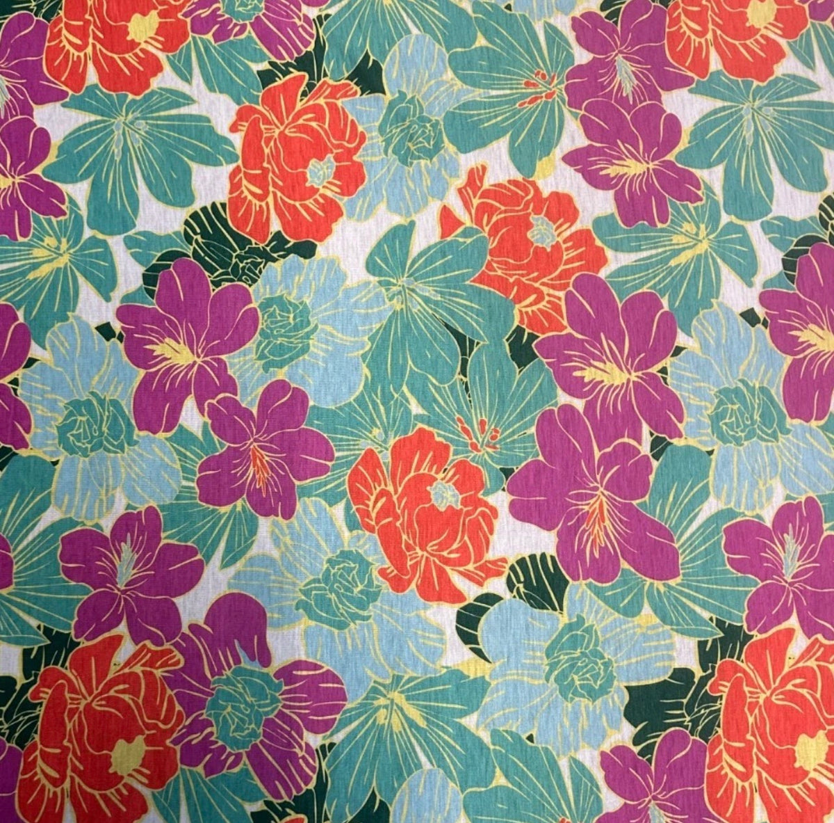 3 metres paisley multi colour spun poly single jersey fabric 58 inches wide