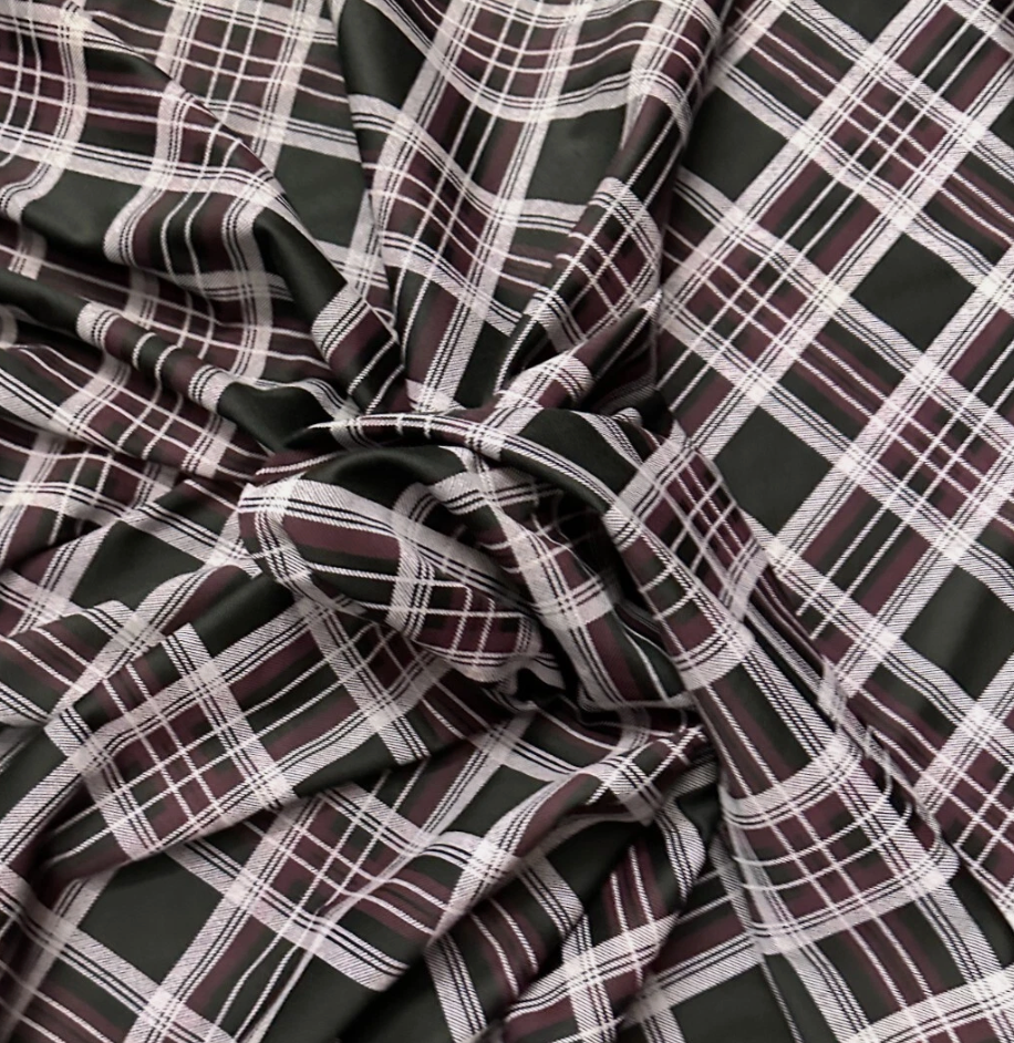 3 Metres Ponte Roma Double Jersey Fabric (58 Inches) - Black Brown Check Print