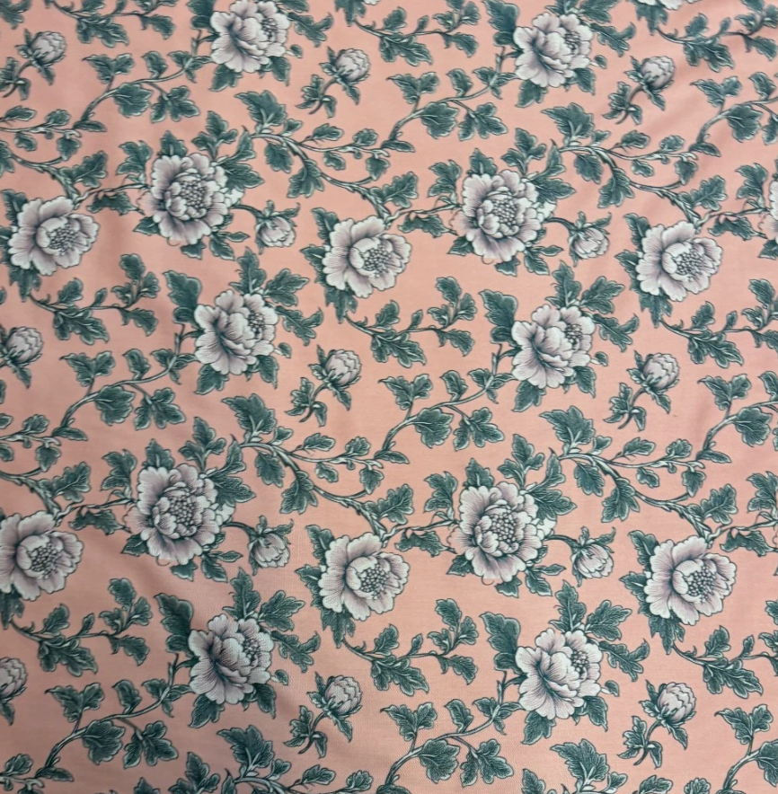 3 Metres Soft Cotton Viscose Fabric (58 Inches) - Peach Floral Print