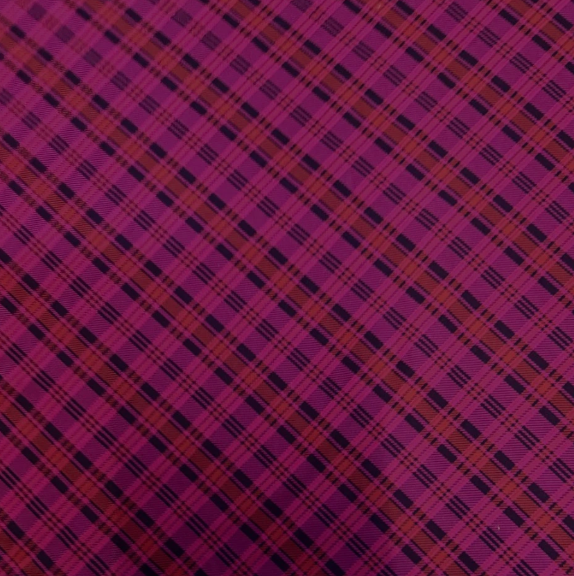 3 Metres Woven Crepe De Chine Fabric (58 Inches) - Printed Pink Check