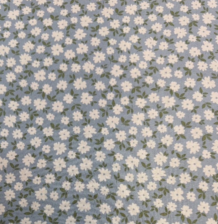 Floral printed multi colour pastel blue woven crepe de chine fabric