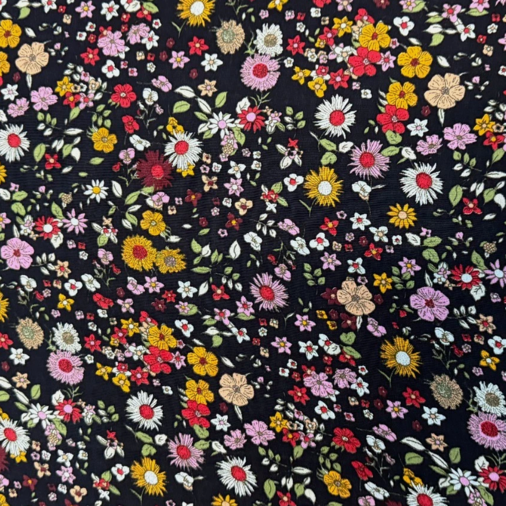 3 Metres Woven Georgette Crepe De Chine Fabric (58 Inches) - Floral Printed Multi Colour