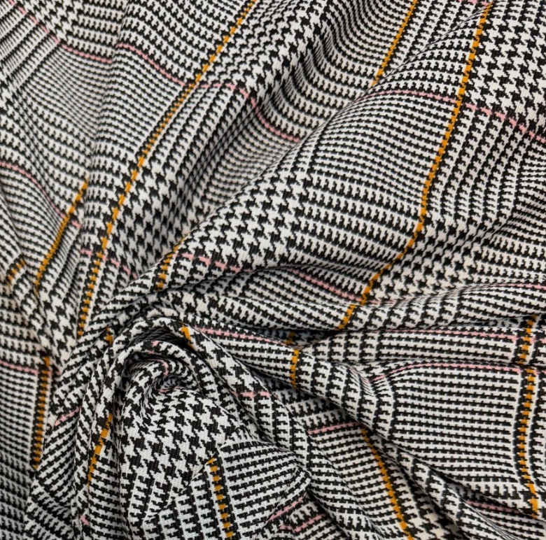 3 Metres Double Knit Jersey Jacquard Fabric (58 Inches) - Check Black Grey