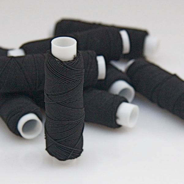2 black shirring elastic 25 metre spools