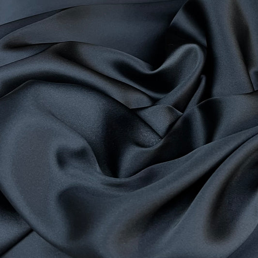 Plain black crepe back satin fabric