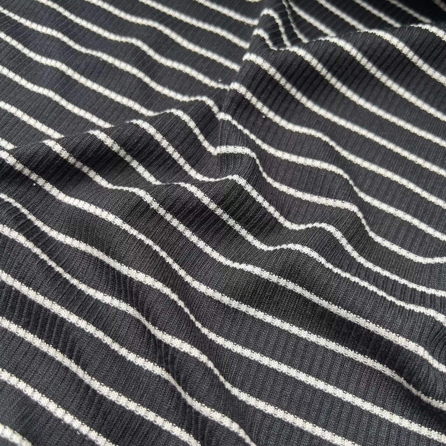 3 Metres Soft Handled Jersey Rib Fabric (58 Inches) - Stripe Print (Black)