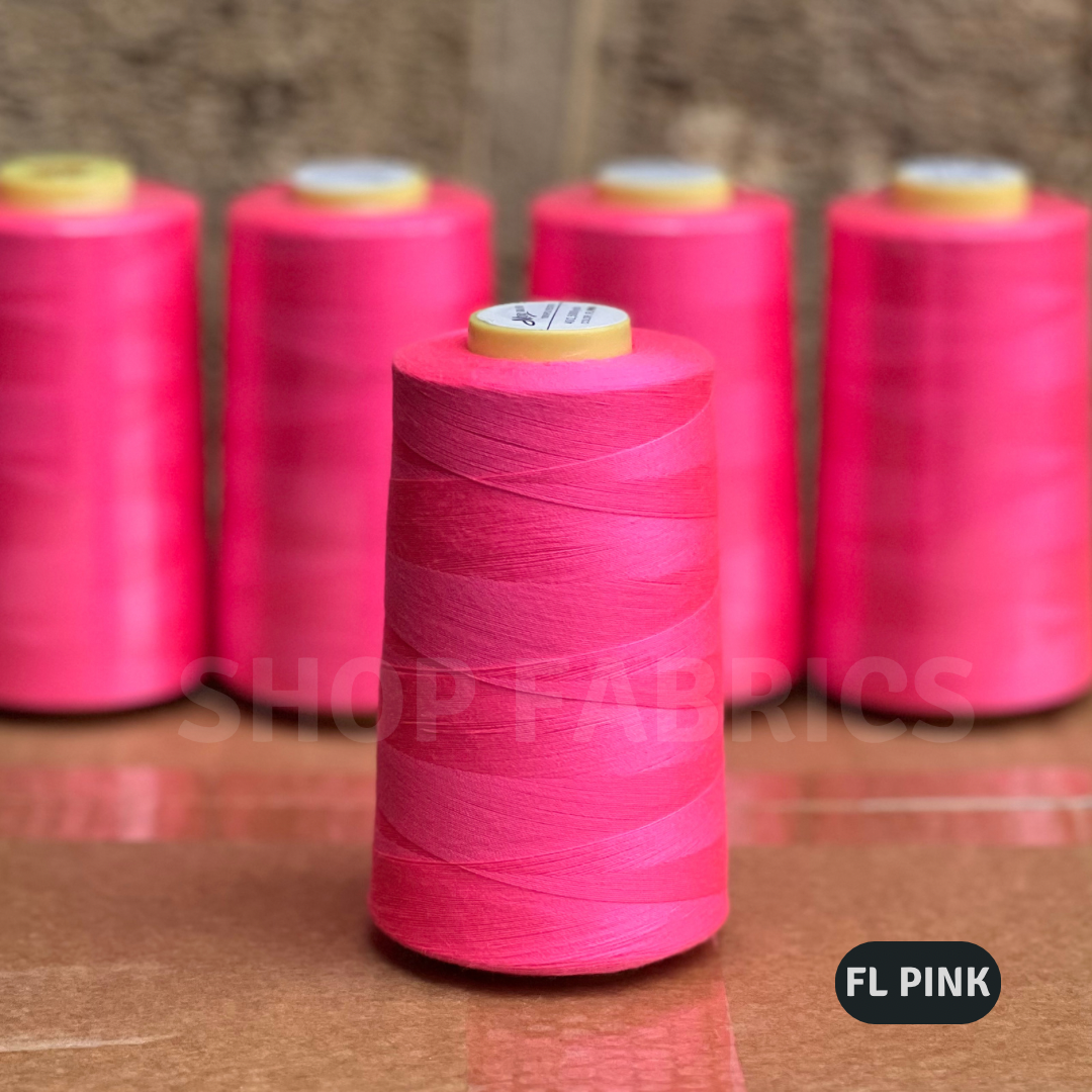 4 fluorescent orange overlock thread cones 5000 yards 120s spun polyester
