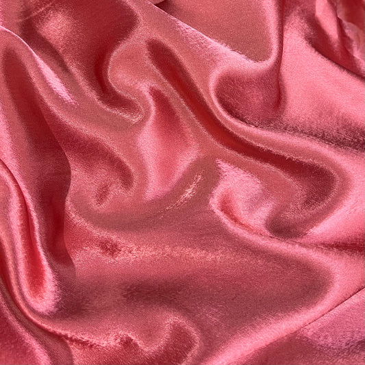 Plain rose dark peach crepe back satin fabric