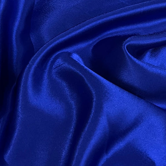 Plain royal blue crepe back satin fabric