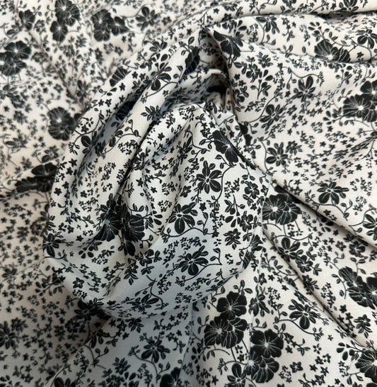 3 metres black white ditsy floral woven crepe de chine fabric 58 inches wide