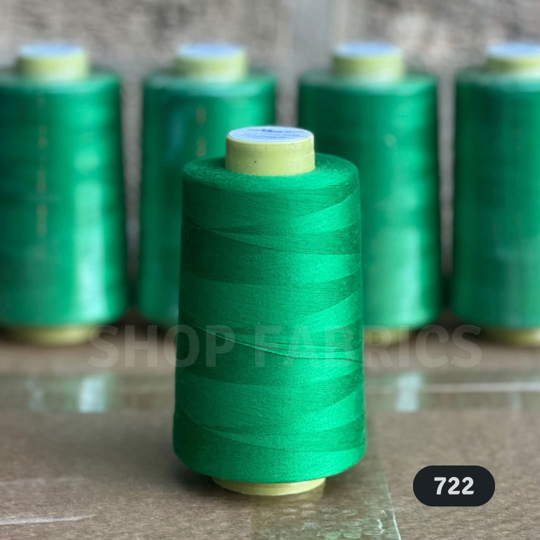 4 green overlock thread cones 5000 yards 120s spun polyester colour 735