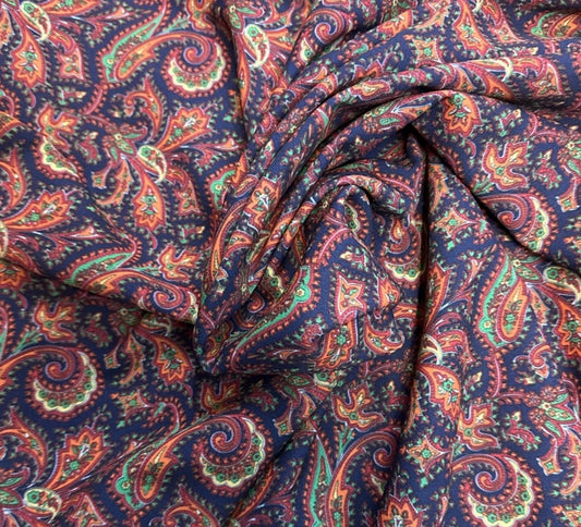 3 metres pink green orange floral Valentino scuba crepe jersey fabric 58 inches wide
