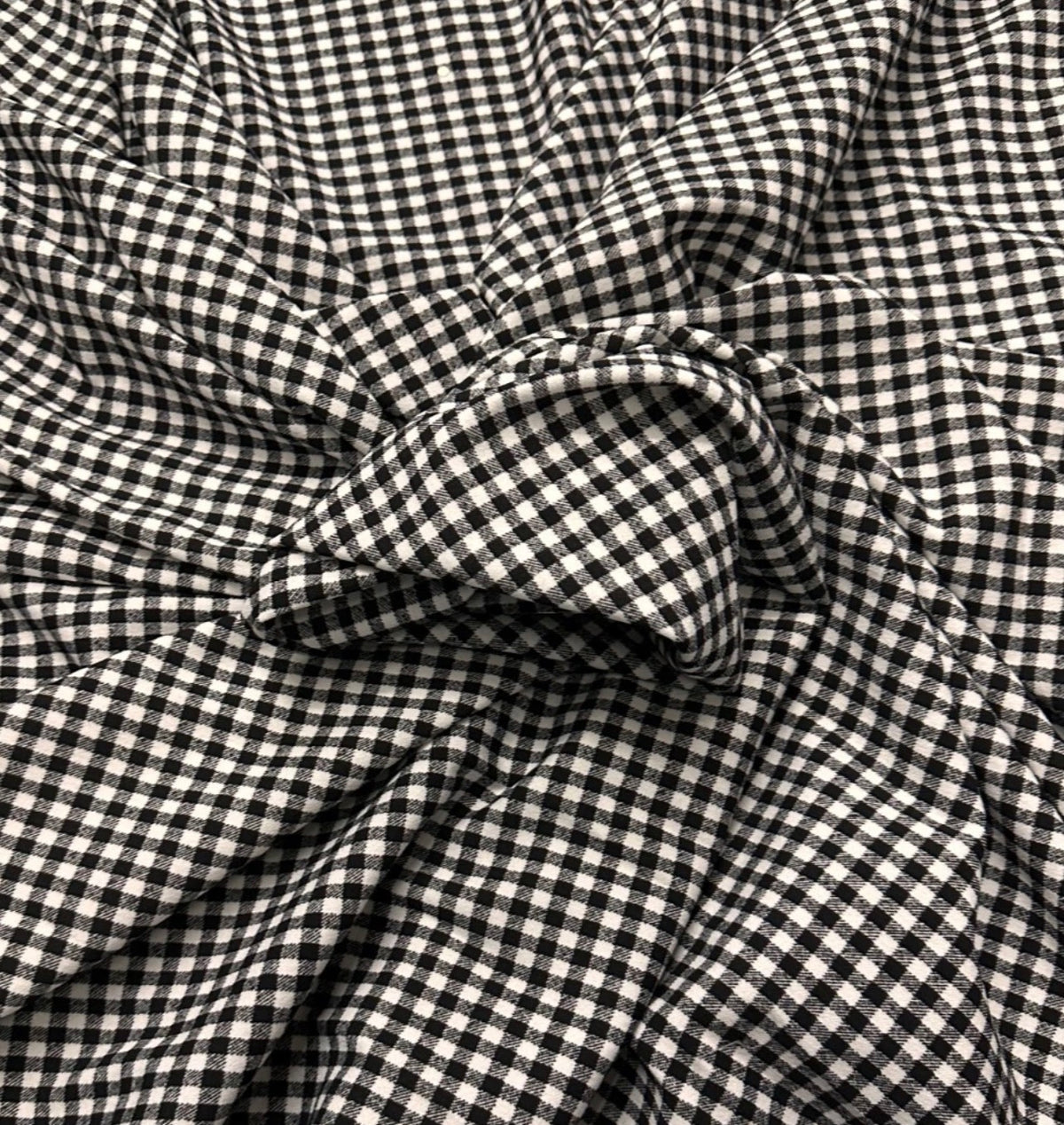 Check print black white scuba crepe jersey stretch fabric