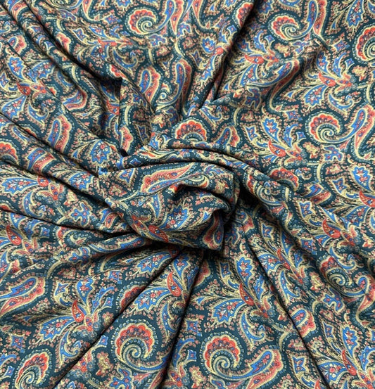 3 metres paisley multi colour scuba crepe jersey fabric 58 inches wide