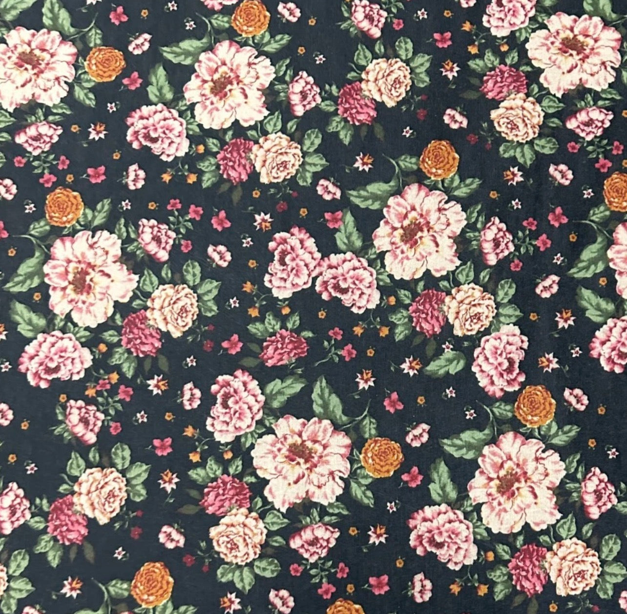 3 Metres Soft Korean Fine Mesh Fabric (58 Inches) - Floral Black Multi Coloured