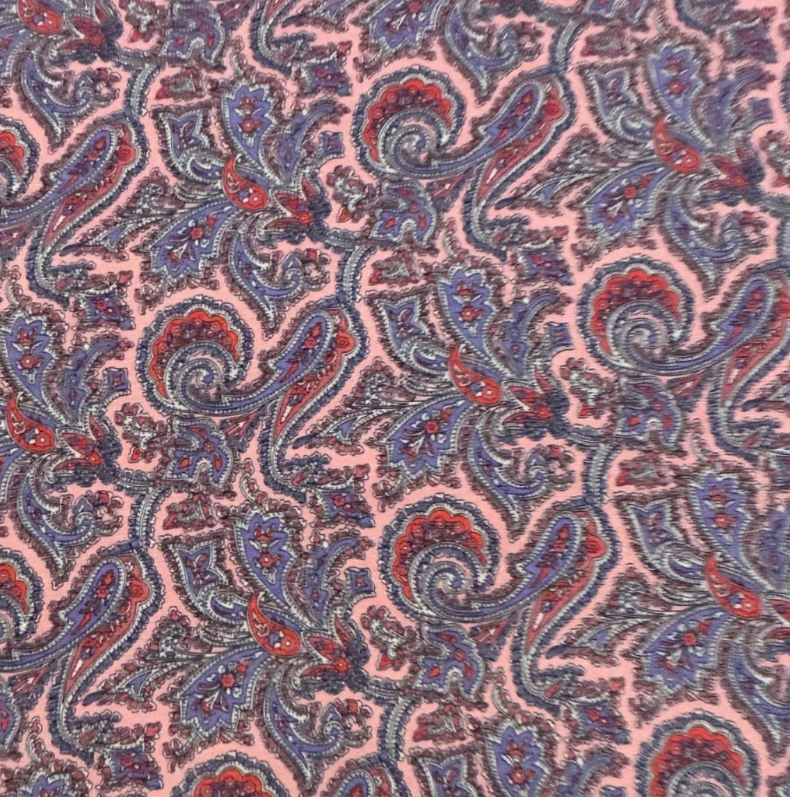 3 metres brown multi colour floral paisley woven crepe de chine fabric 58 inches