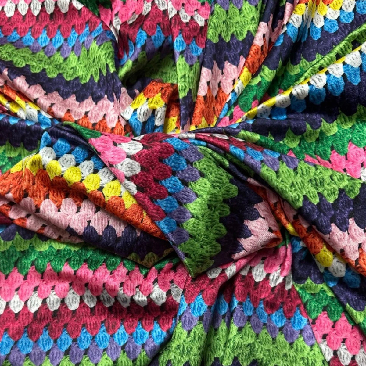 3 metres waves print soft touch lycra stretch fabric 58 inches wide