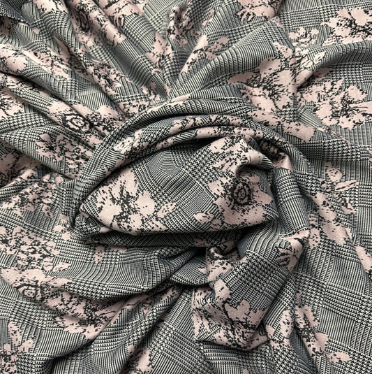 3 Metres Double Knit Jersey Fabric (58 Inches) - Grey Floral Print