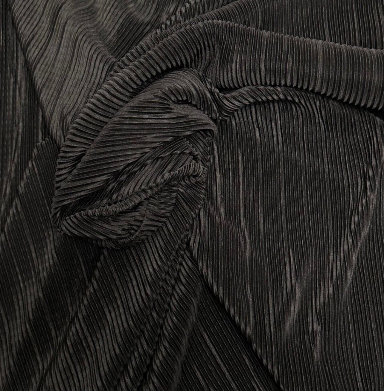 3 Metres Plisse Pleated Crinkle Soft Satin Stretch Fabric (58 Inches) - Plain Black
