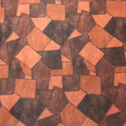3 Metres Single Jersey Stretch Fabric (58 Inches) - Patch Work Print (Rust)