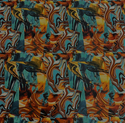 3 Metres Spun Poly Single Jersey Strech Fabric (58 Inches) - Multi Colour Random Print