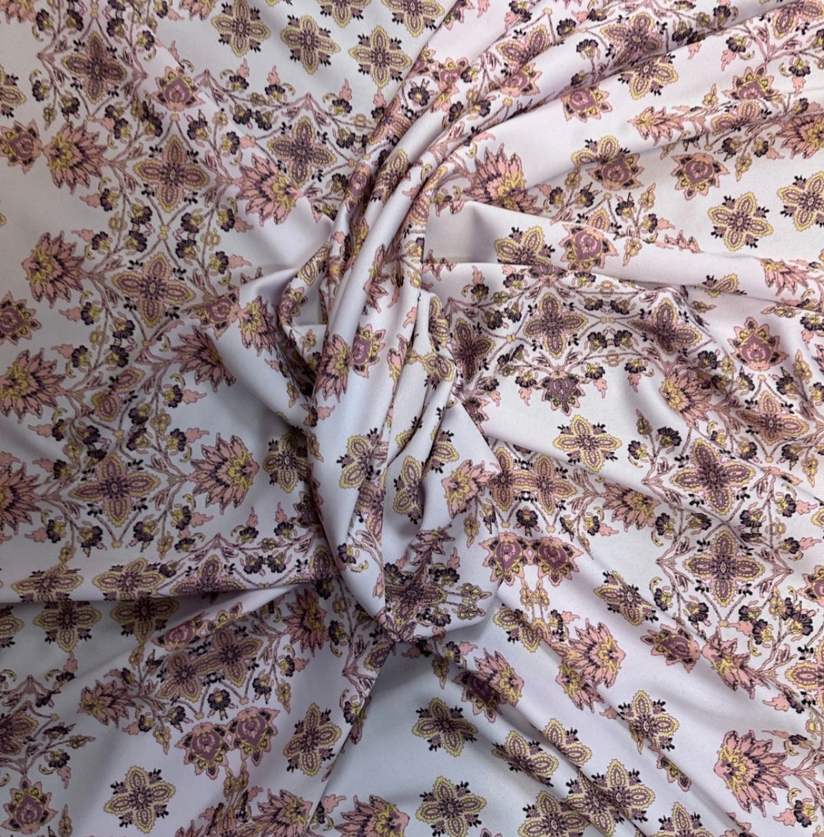 3 metres multi colour 2 floral woven crepe de chine fabric 58 inches wide