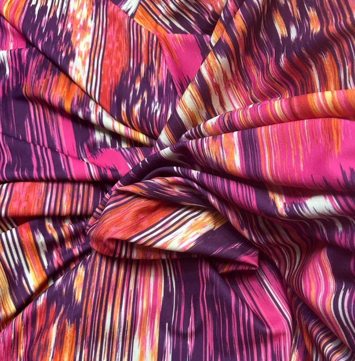3 Metres Scuba Crepe Jersey Stretch Fabric (58 Inches) - Pink TieDye Print