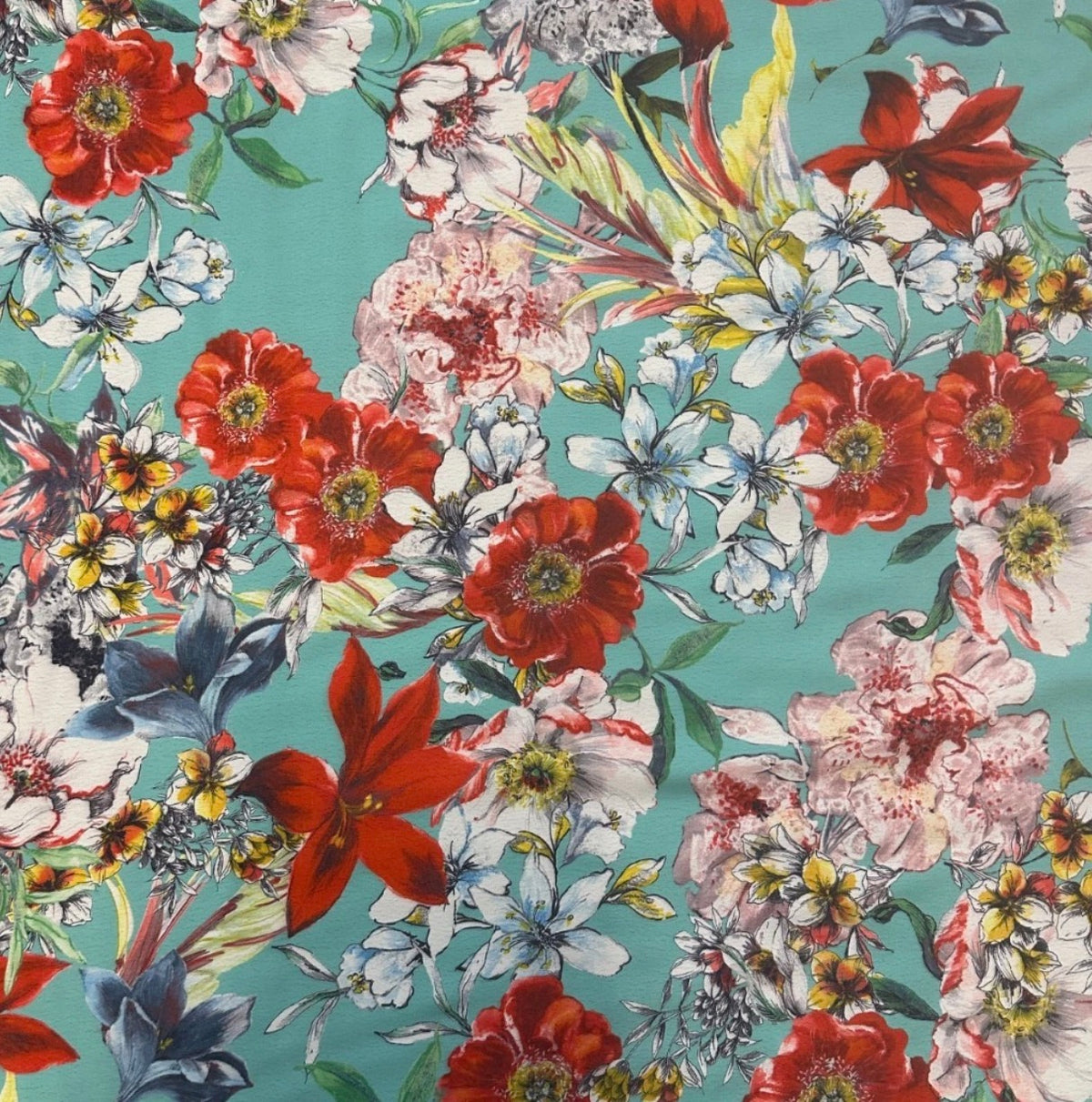 3 metres daisy multi colour woven crepe de chine fabric 58 inches wide