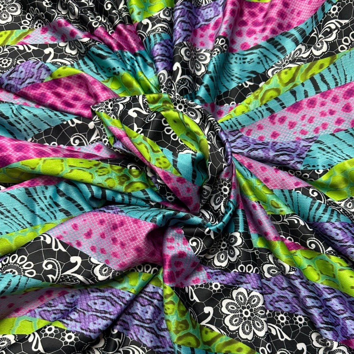 3 metres multi colour woven satin crepe fabric 58 inches wide