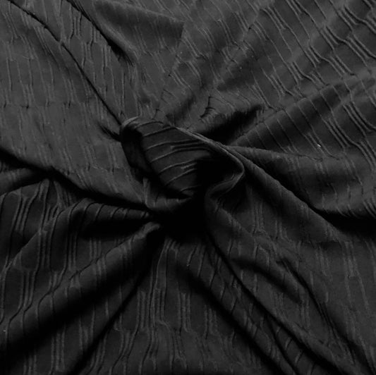 3 Metres Pleat Style Jersey Stretch Fabric (58 Inches) - Plain Black