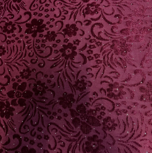3 Metres Burnout Velvet Palachi Fabric (58 Inches) - Floral with Stones