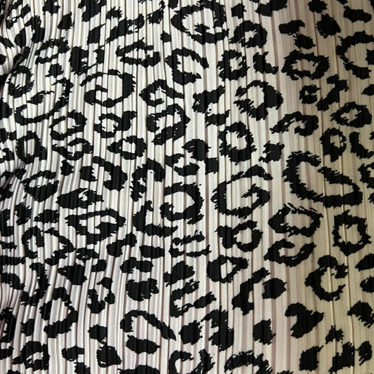 3 Metres Plisse Pleated Crinkle Soft Satin Stretch Fabric (58 Inches) - Animal Print