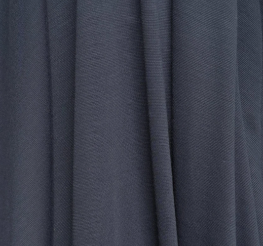 Plain ash grey Ponte Roma double jersey fabric