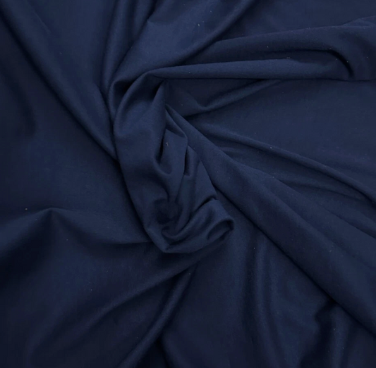 Plain navy Ponte Roma double jersey fabric