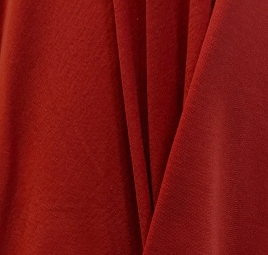 Plain dark rust Ponte Roma double jersey fabric