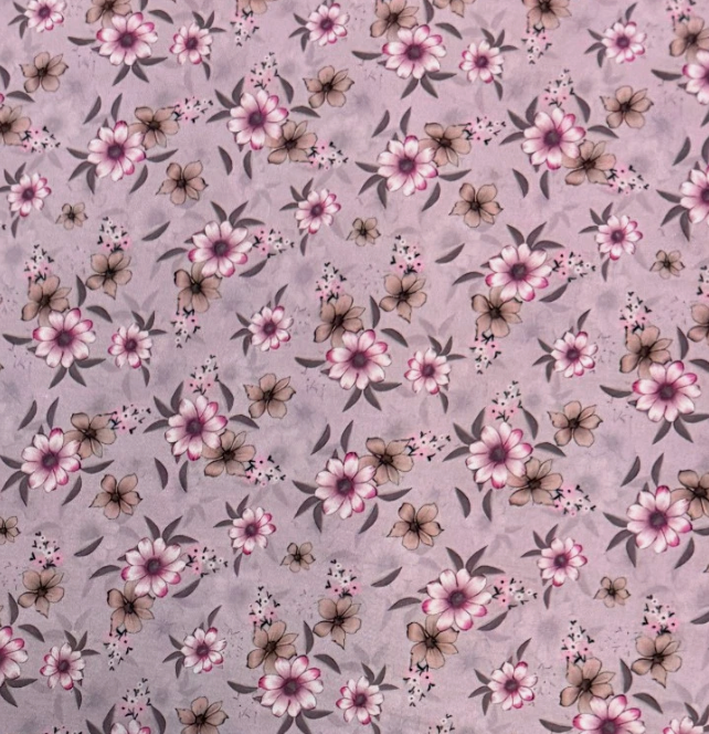 3 Metres Soft Cotton Viscose Fabric (58 Inches) - Multi Coloured Floral Print Pink