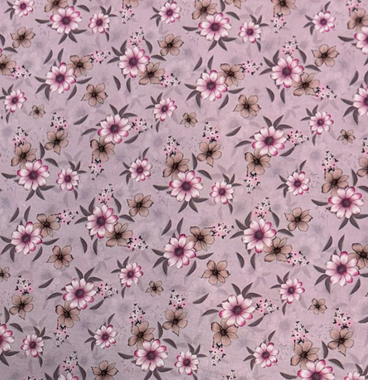 3 Metres Soft Cotton Viscose Fabric (58 Inches) - Multi Coloured Floral Print Pink