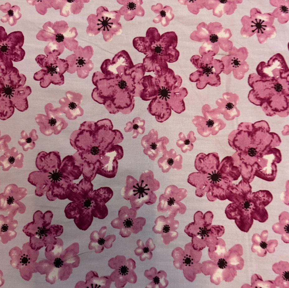 3 Metres Soft Cotton Viscose Fabric (58 Inches) - Floral Print Pink