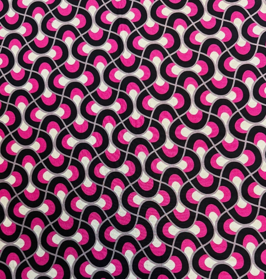 3 Metres Soft Cotton Viscose Fabric (58 Inches) - Print Black Pink