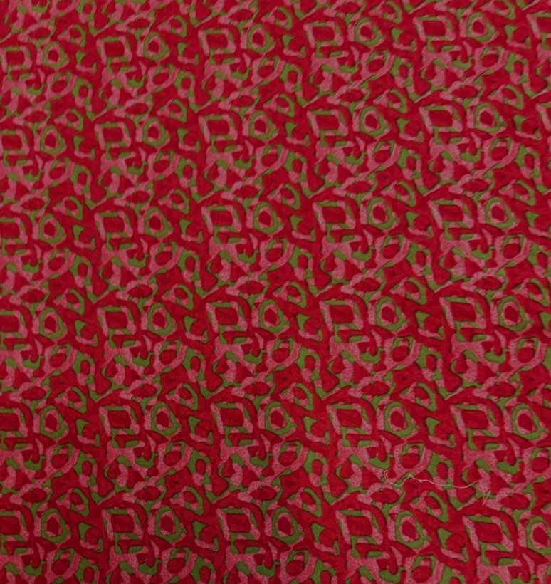 3 Metres Soft Cotton Viscose Fabric (58 Inches) - Print Red Green Pink