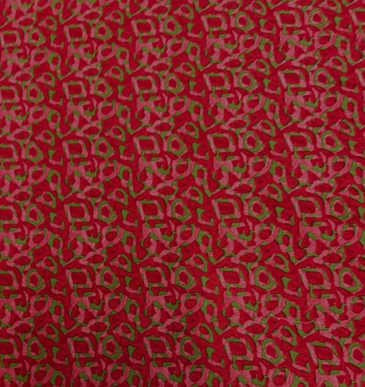 3 Metres Soft Cotton Viscose Fabric (58 Inches) - Print Red Green Pink
