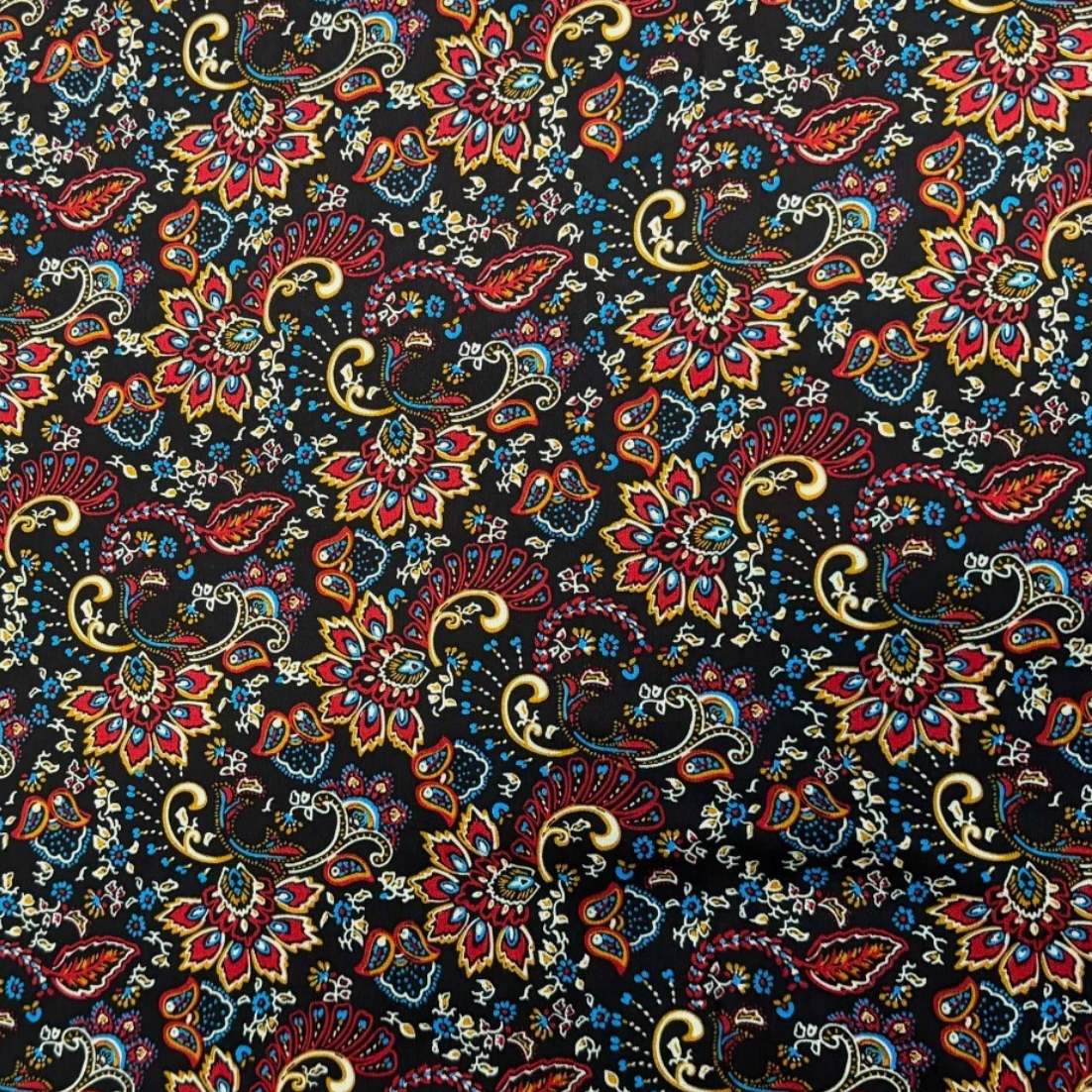 3 Metres Soft Cotton Viscose Fabric (58 Inches) - Paisley Print Multi Colour