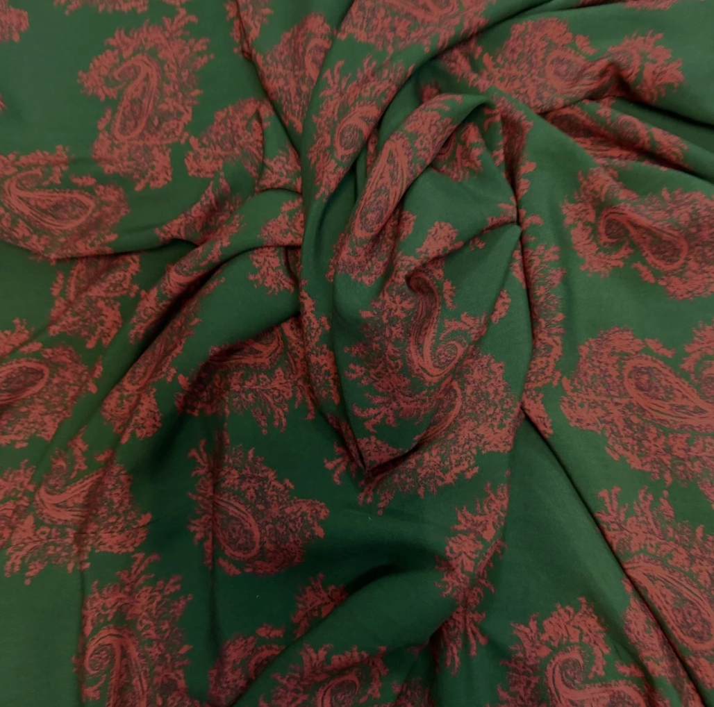 3 Metres Soft Cotton Viscose Fabric (58 Inches) - Multi Coloured Green Floral Print