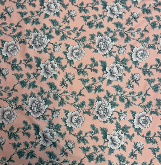 3 Metres Soft Cotton Viscose Fabric (58 Inches) - Peach Floral Print