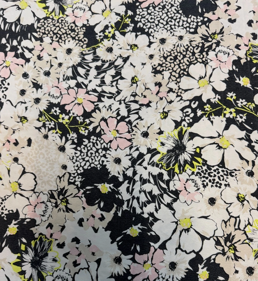 3 Metres Woven Crepe De Chine Fabric (58 Inches) - Floral Printed Multi Floral