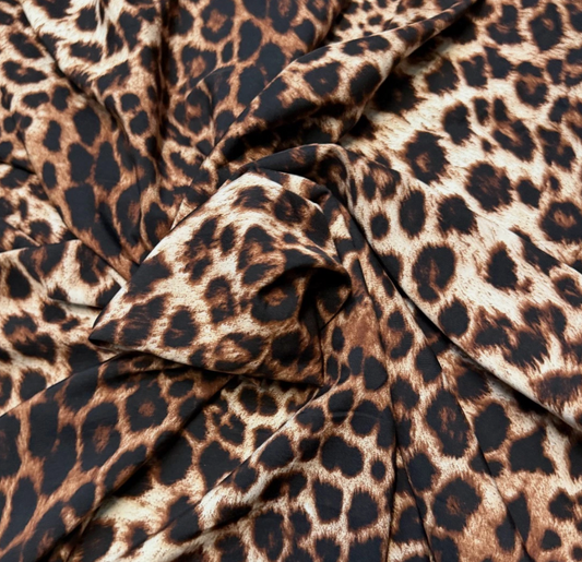 3 Metres Woven Crepe De Chine Fabric (58 Inches) - Multi Coloured Animal Print