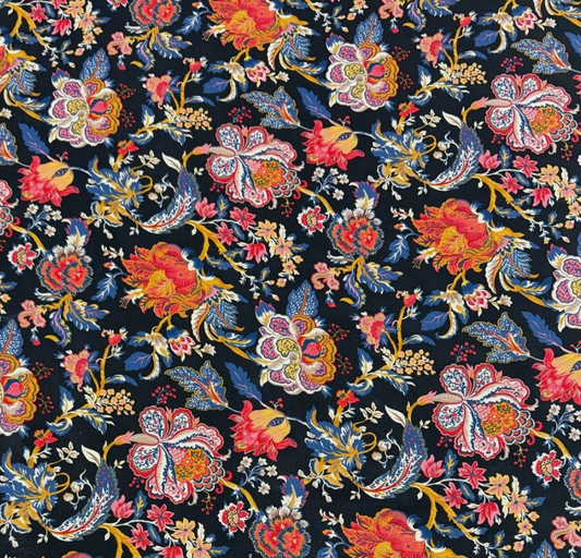 3 Metres Woven Crepe De Chine Fabric (58 Inches) - Printed Multi Colour Floral